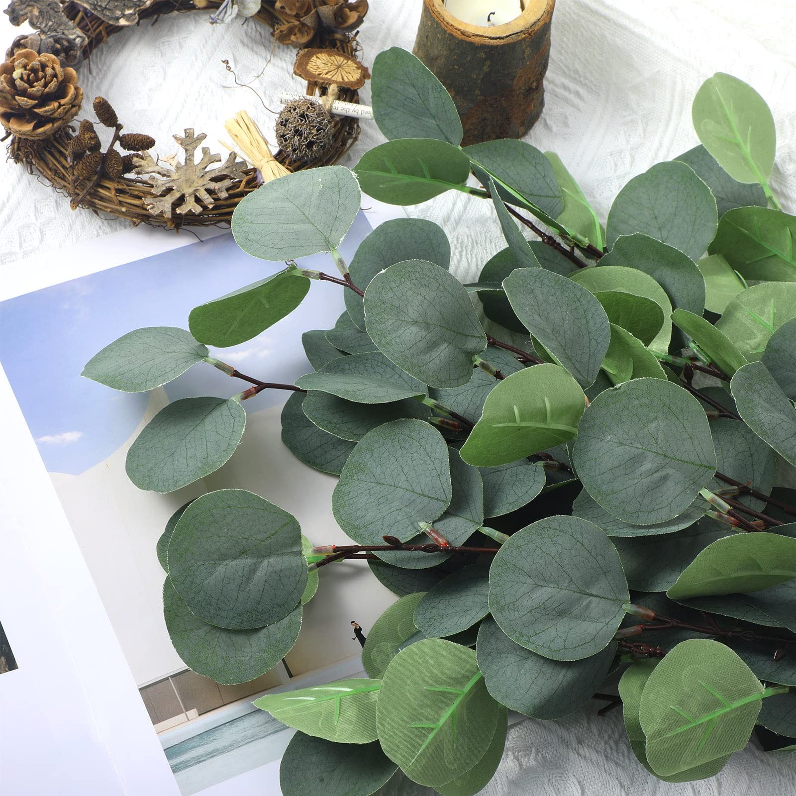 20 Pcs artificial eucalyptus stems fake eucalyptus faux greenery Leaves 23.6 …