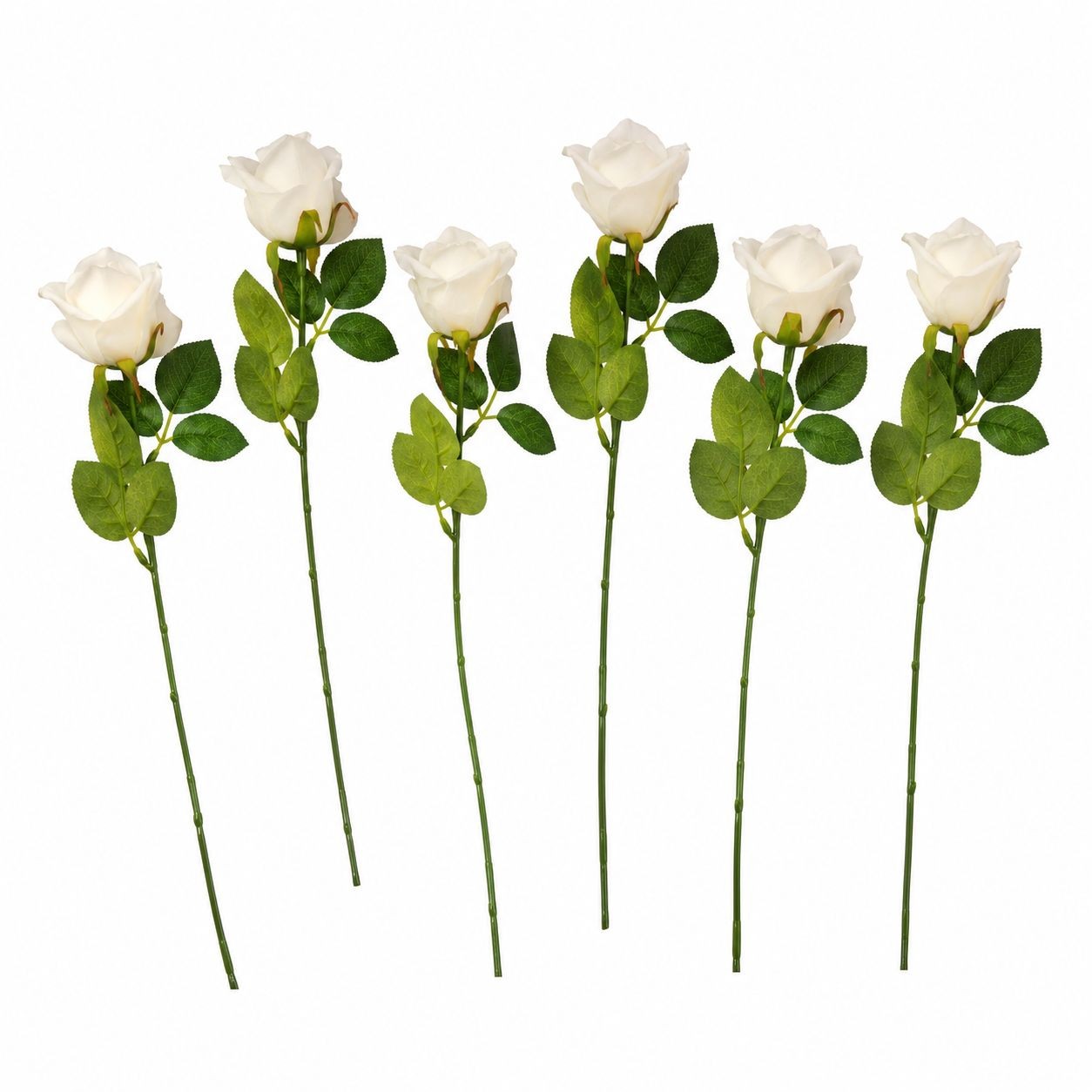 Set of 6 White Rose Stems Faux Roses Artificial White Flowers Farmhouse Wedding