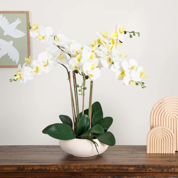 23” Artificial Phalaenopsis Orchid Arrangement in Ceramic Planter (Real Touch)