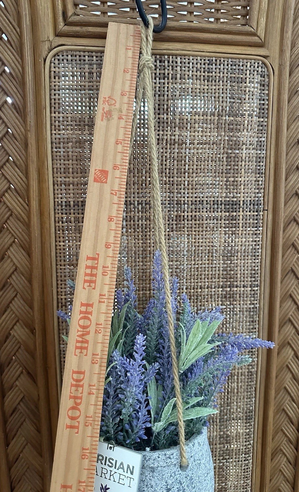Lavender Plant Stoneware Pot Hanging Faux Lavender Flowers Decor Parisian Market
