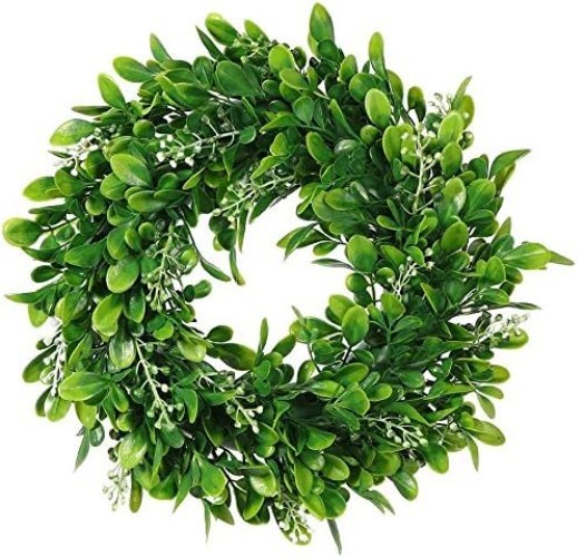 Vibrant 11-Inch Green Wreath with Rustic Bow – Perfect for All Occasions
