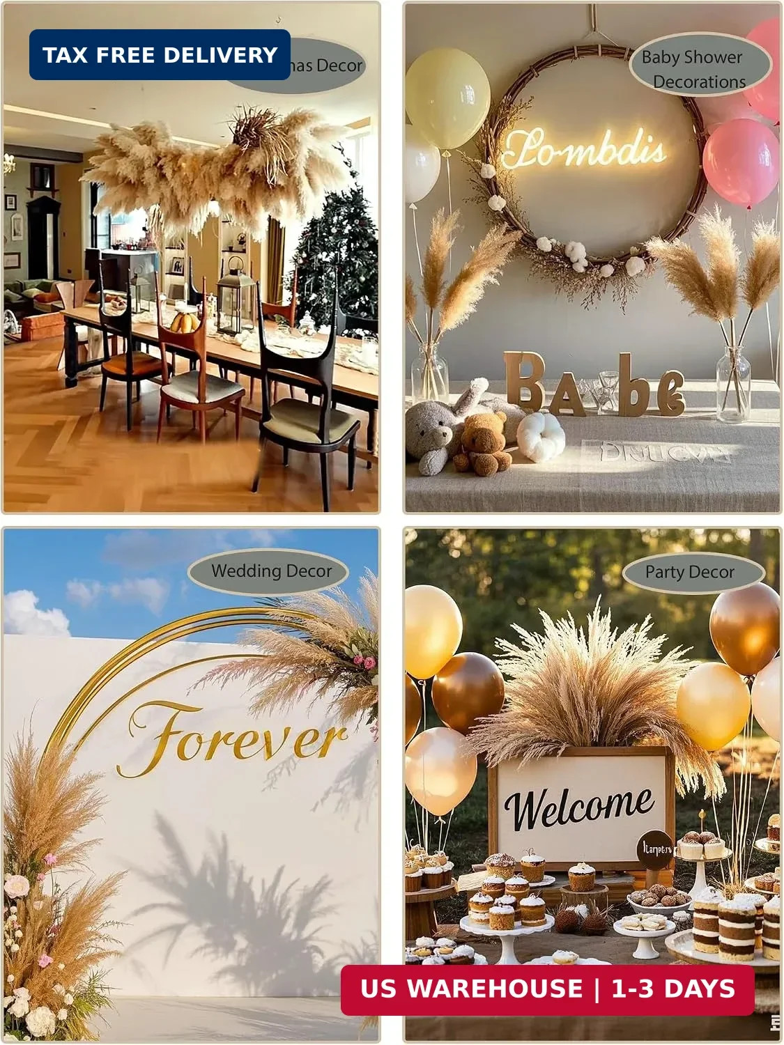 xin’s convey 126pcs Dried Pampas Grass Decorations, Dried Flowers Bouquet, Reed