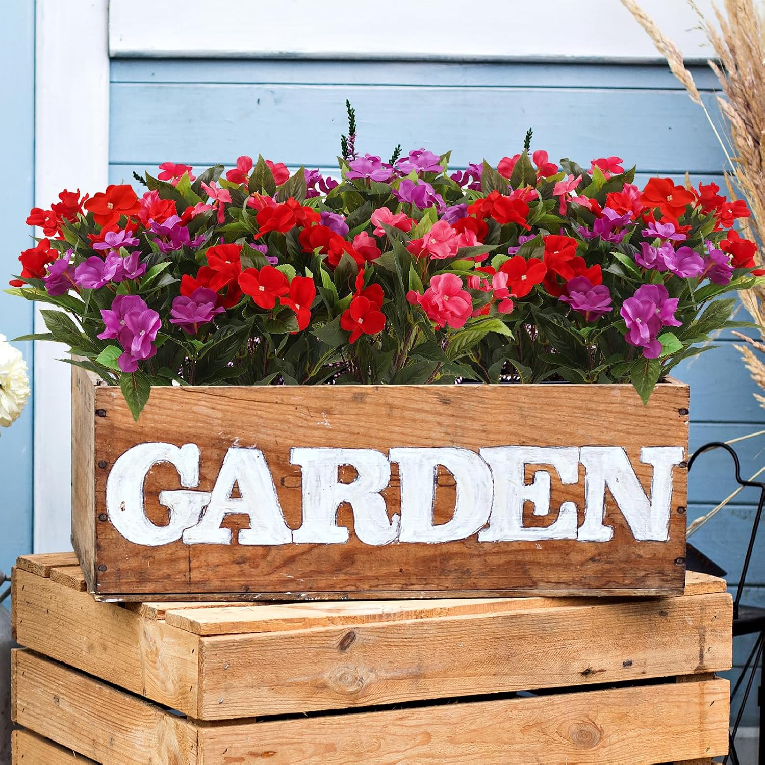 Vibrant Impatiens Artificial Flowers – 6 Bundles for Indoor & Outdoor Decor