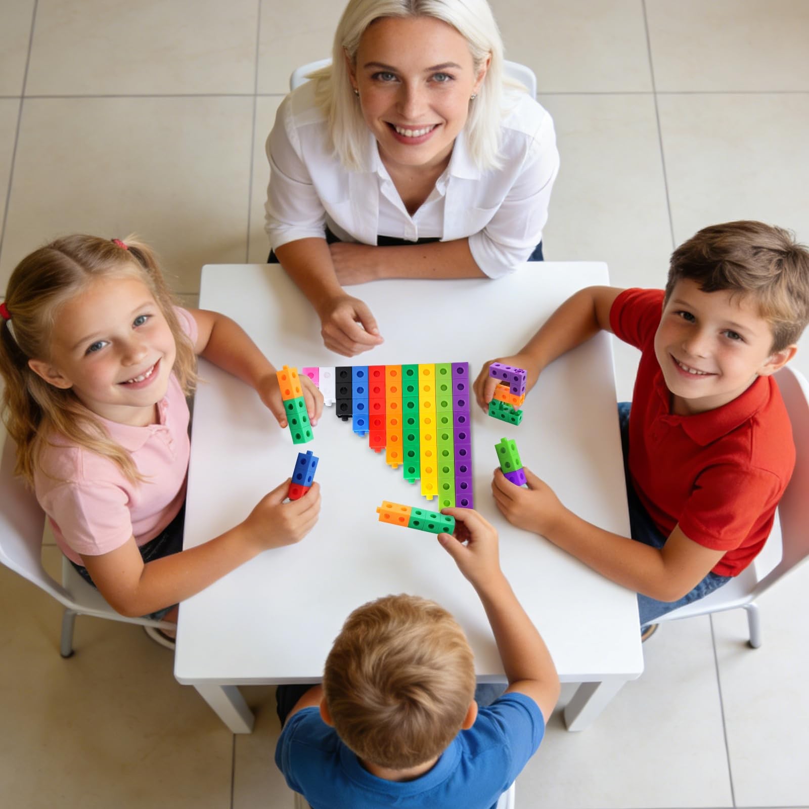 100 Pcs Math Linking Cubes – 10 Colors Connecting Counting Multicolor