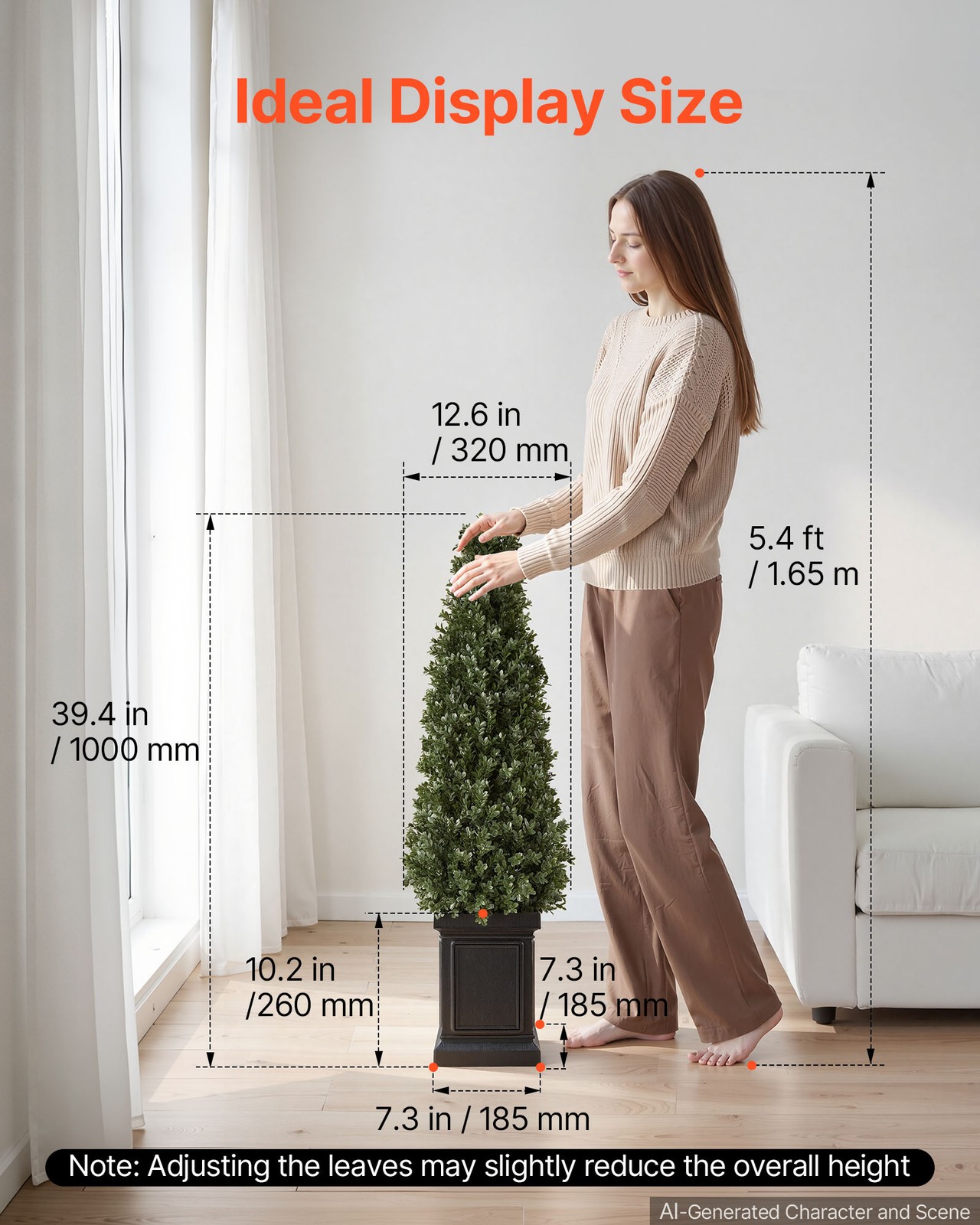 VEVOR Artificial Boxwood Topiary 3.3 Ft Set of 2 with Sturdy Pot Greenery PE