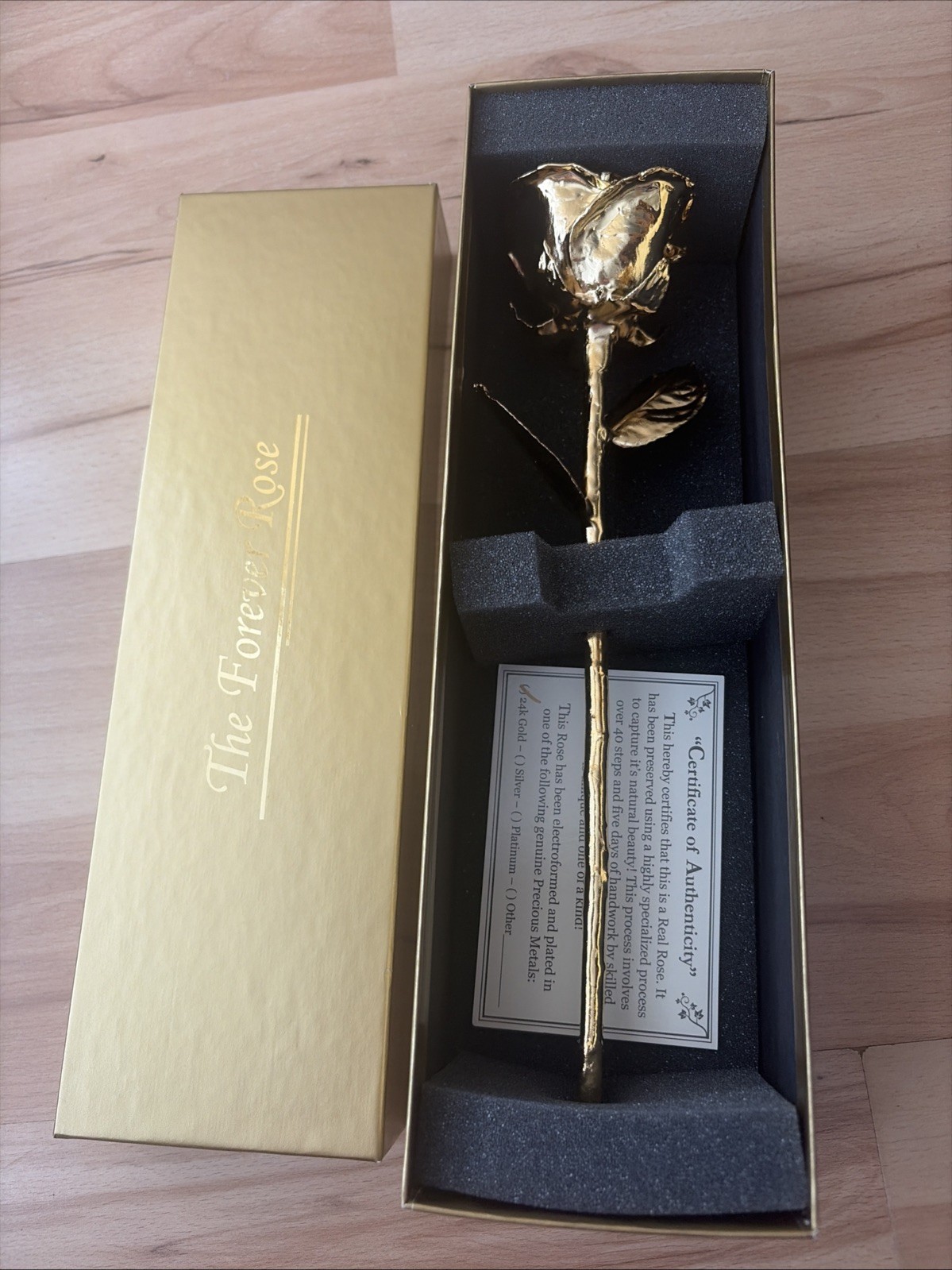 24k Gold Dipped Real Forever Rose with Gift Box & warranty Card Vintage NEW