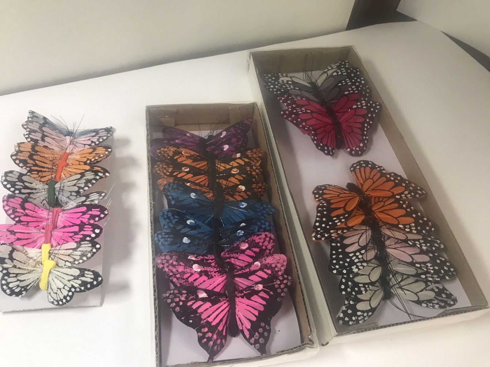 NOS Fake Butterfly for Craft Decoration Lot Of 36 with Wire Wedding Vintage