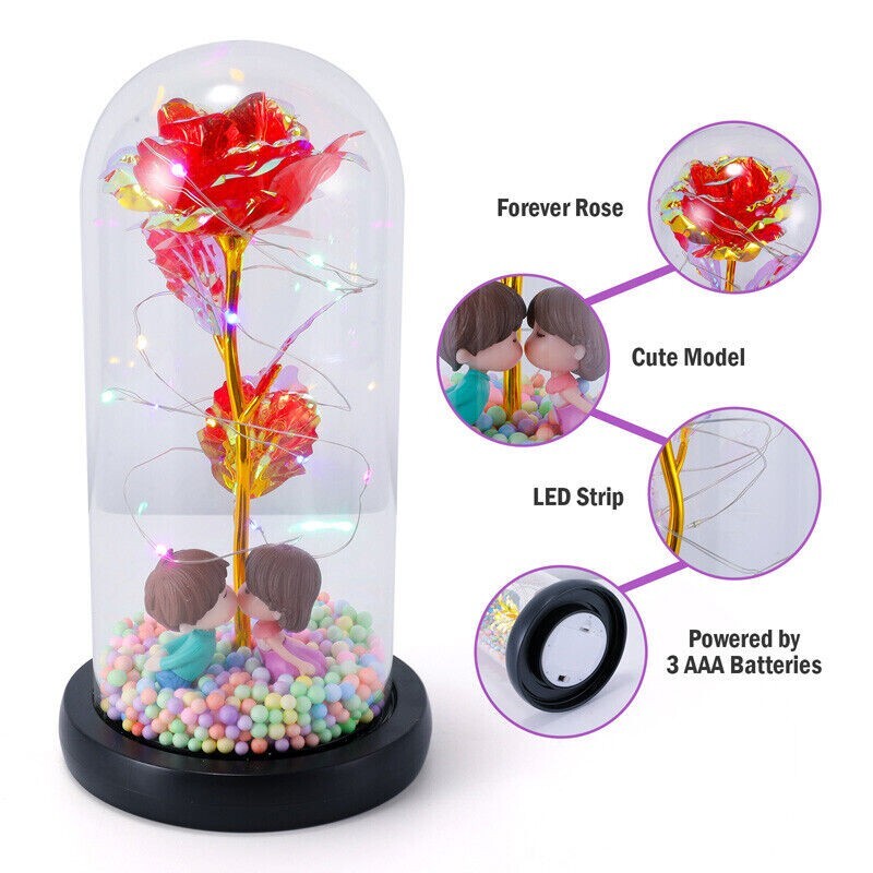 Red Rose Artificial Flowers led Realistic Home Decor Birt Gift valentine