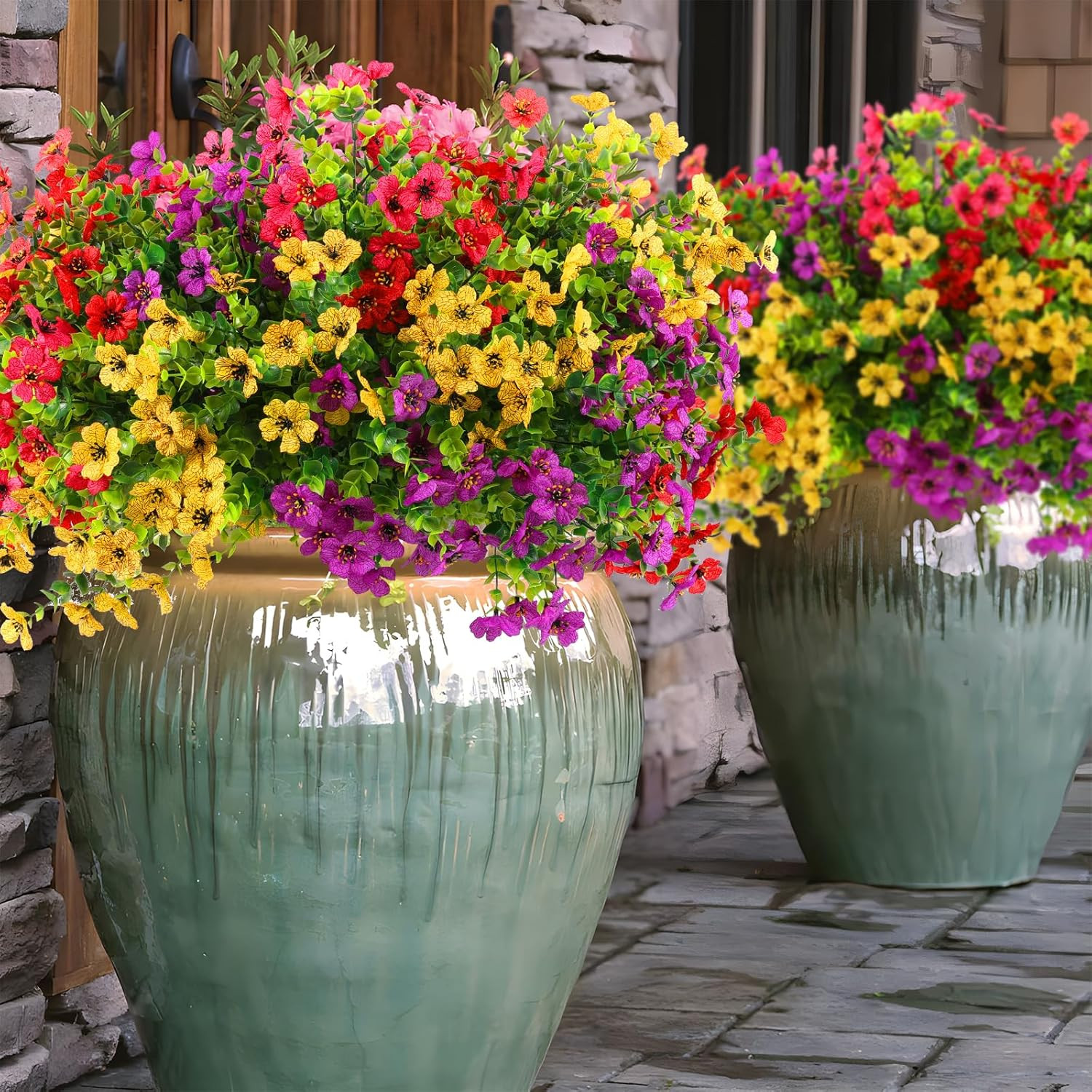 Rowfad 36 Bundles Artificial Flowers Outdoors UV Resistant Fake Plastic Spring M