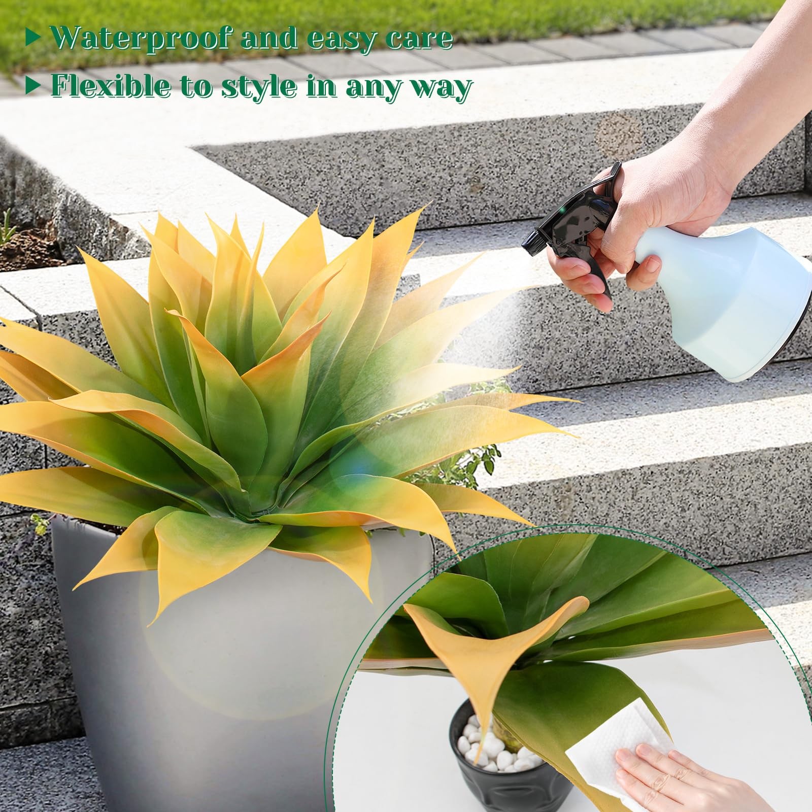 2 Pack Artificial Agave Plants 28 Inch Large Size Fake Succulent Stems Realis…