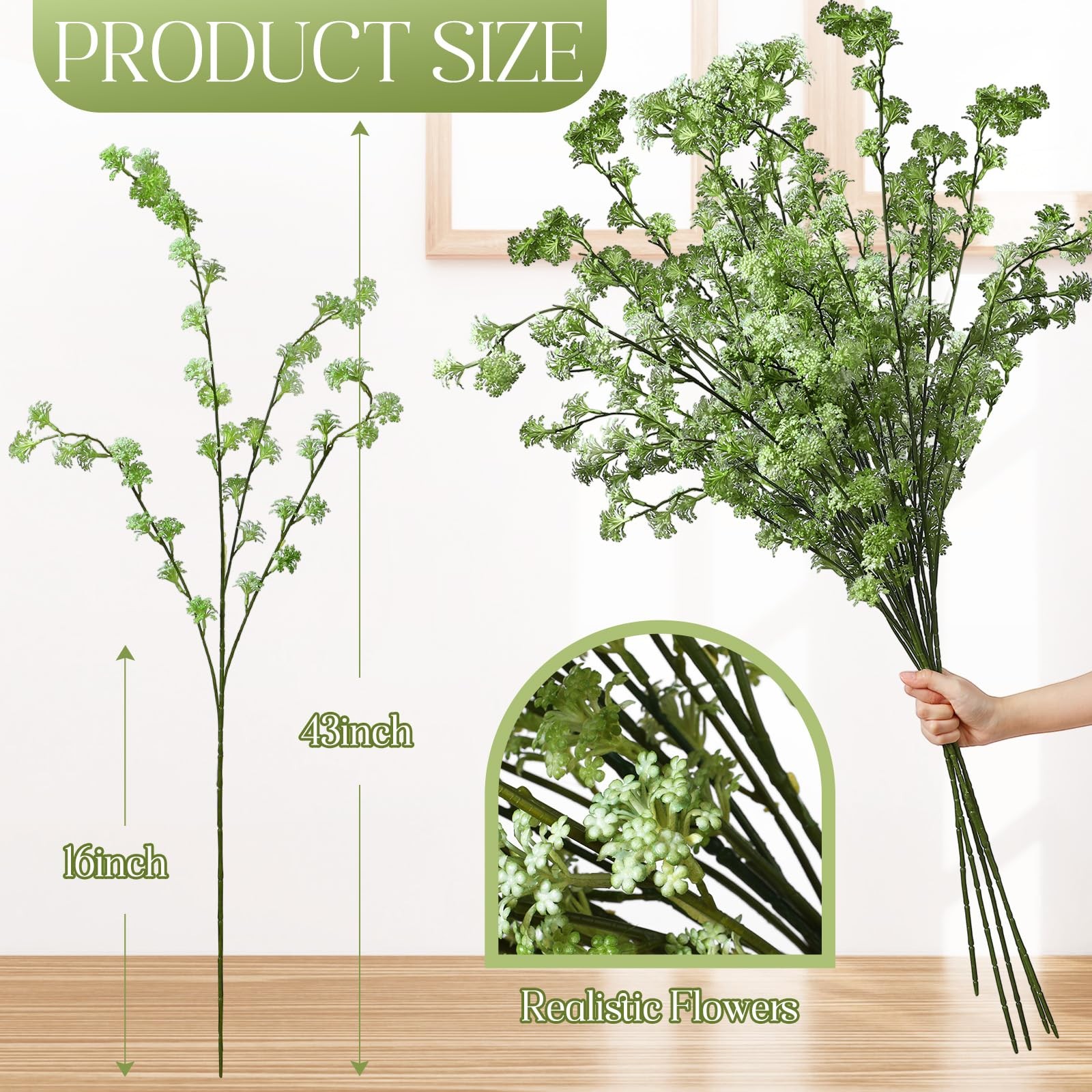 5 Pcs Artificial Rapeseed Flowers Stems Faux Long Stem Plants Fake Greenery B…