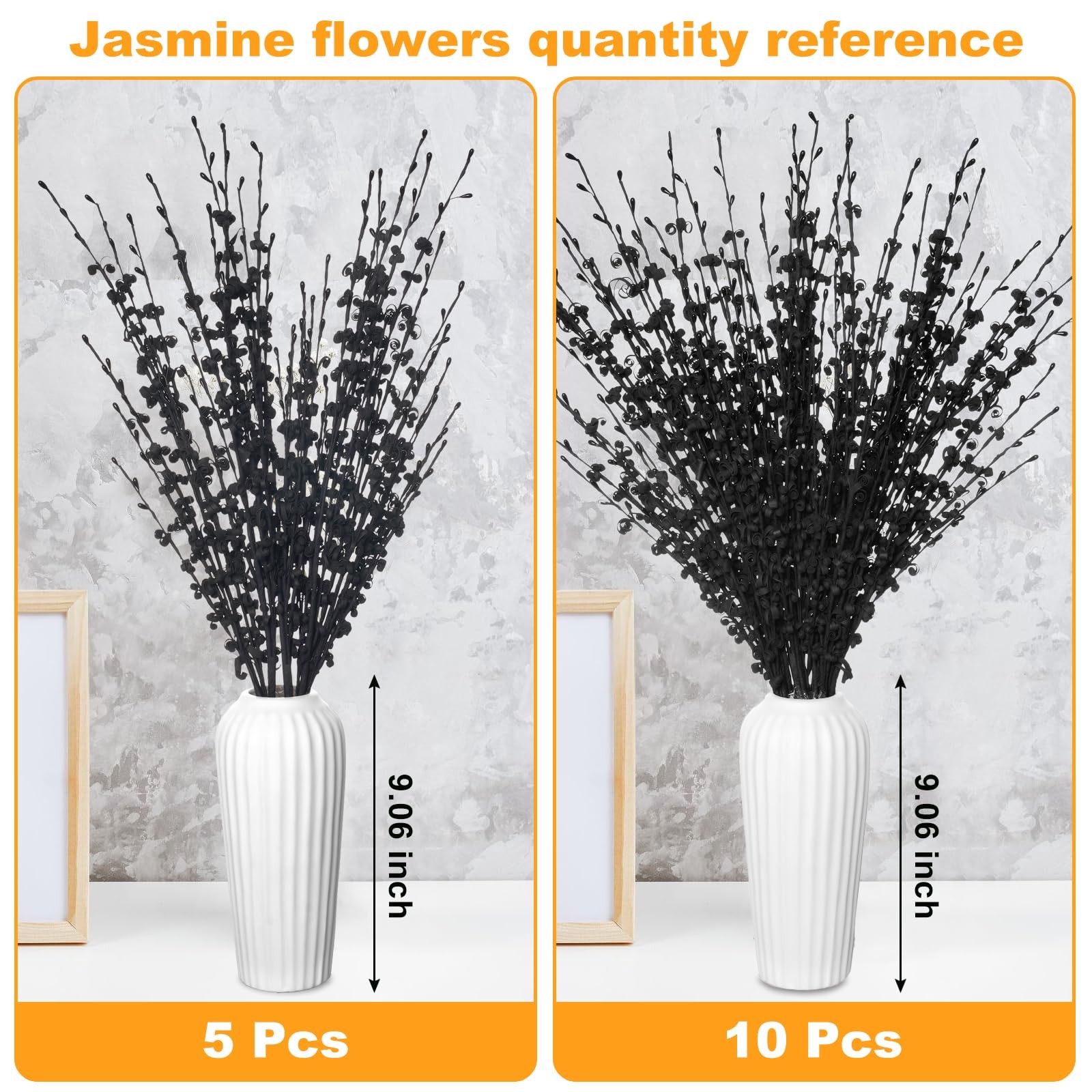 10pcs 29.5″ Faux Jasmine Flowers Black Floral Branches for Home Decor