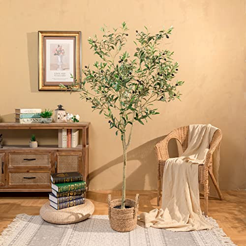 Artificial Olive Tree, 6FT Tall Faux Silk Plant Artificial Tree in Potted