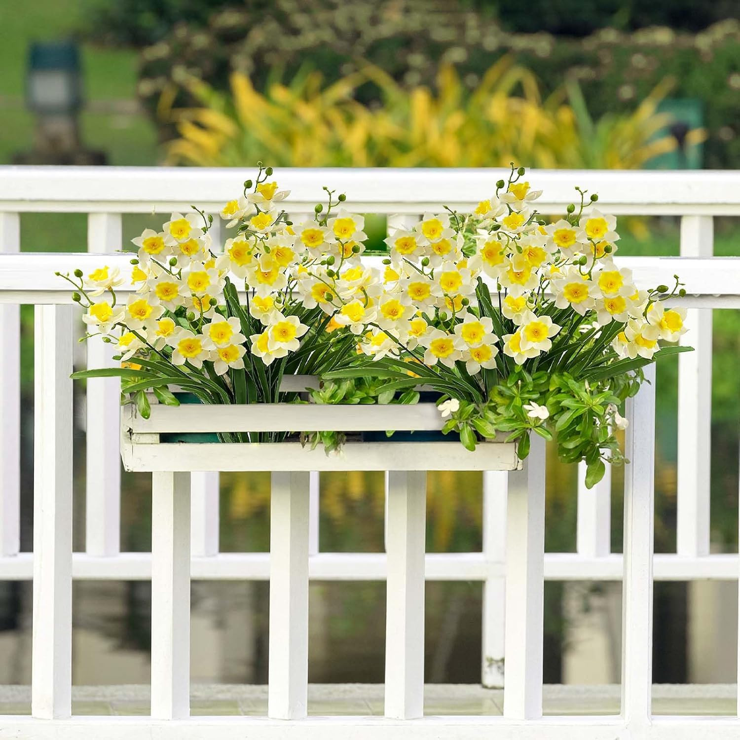 2 Bunches 42 Heads Artificial Daffodils, 58Cm/22 Long Stem Artificial Spring Flo