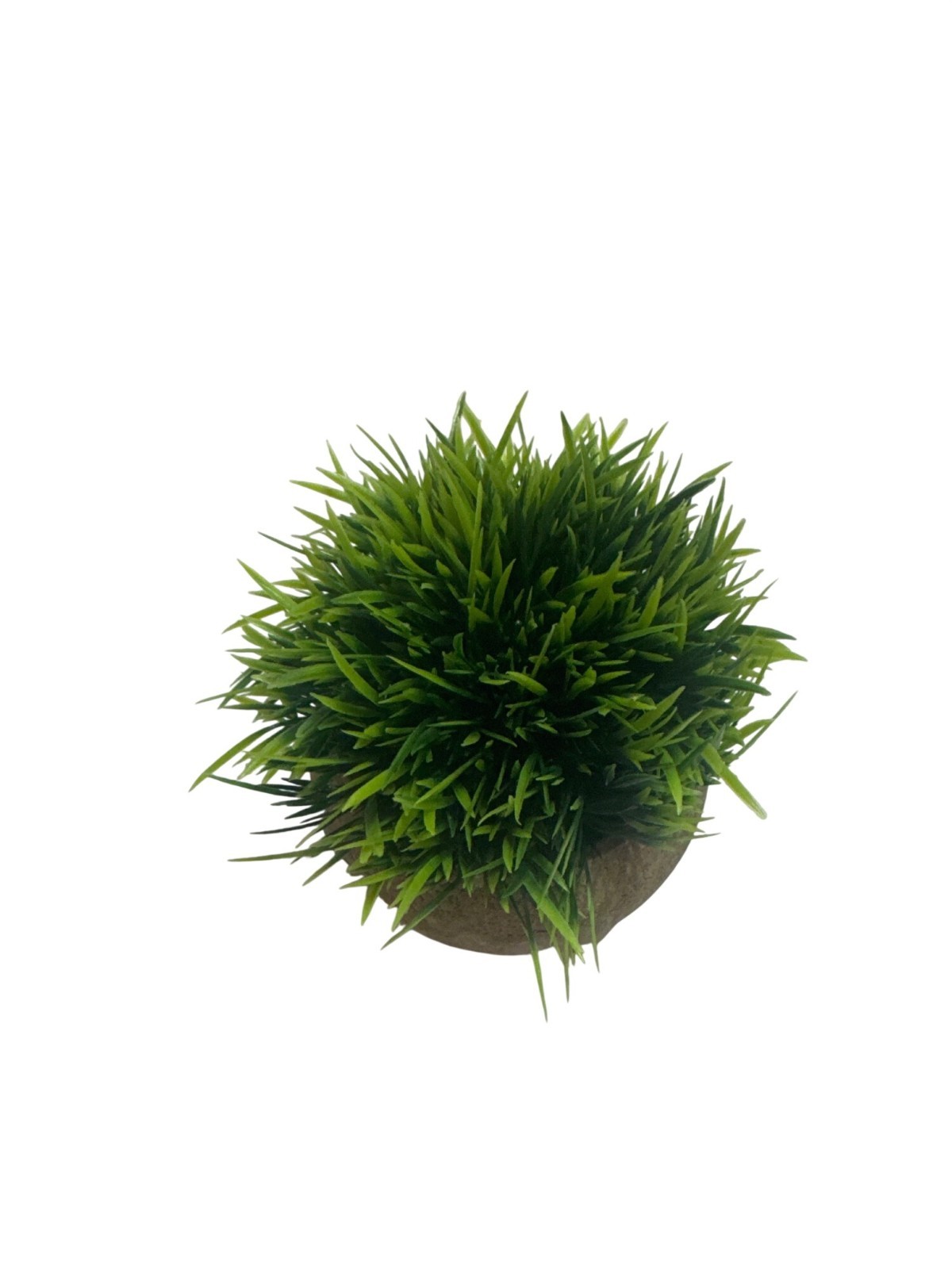 Artificial Green Grass Plant Decorative Faux Shrub Brown Textured Round Pot