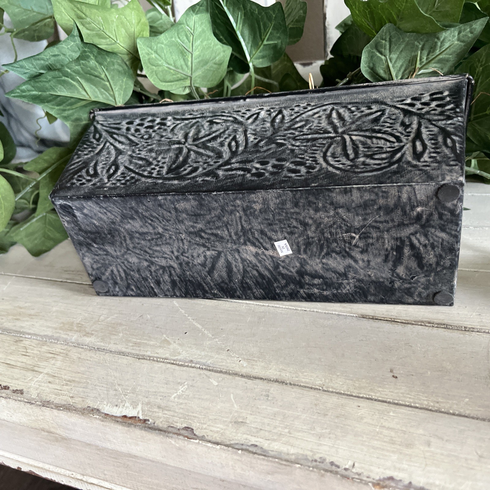 Faux Ivy In Metal Container 10.5”W x4.25”Dx4”H Container W/ Plant 12”H x30”W