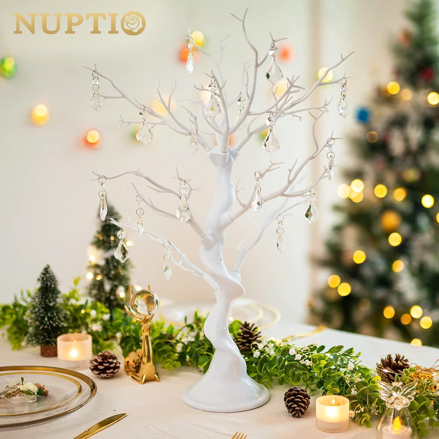 Nuptio Artificial Trees Decorative Trees: 2 Pcs White 22.8in H – 2 Pcs,