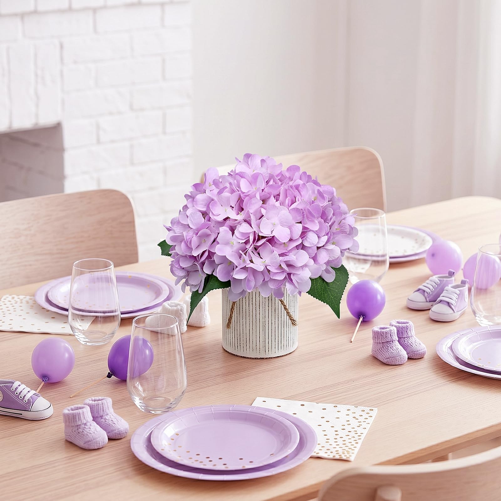 Set of 6 Flower Table Centerpieces – Lilac Fake Hydrangeas Floral Arrangement…