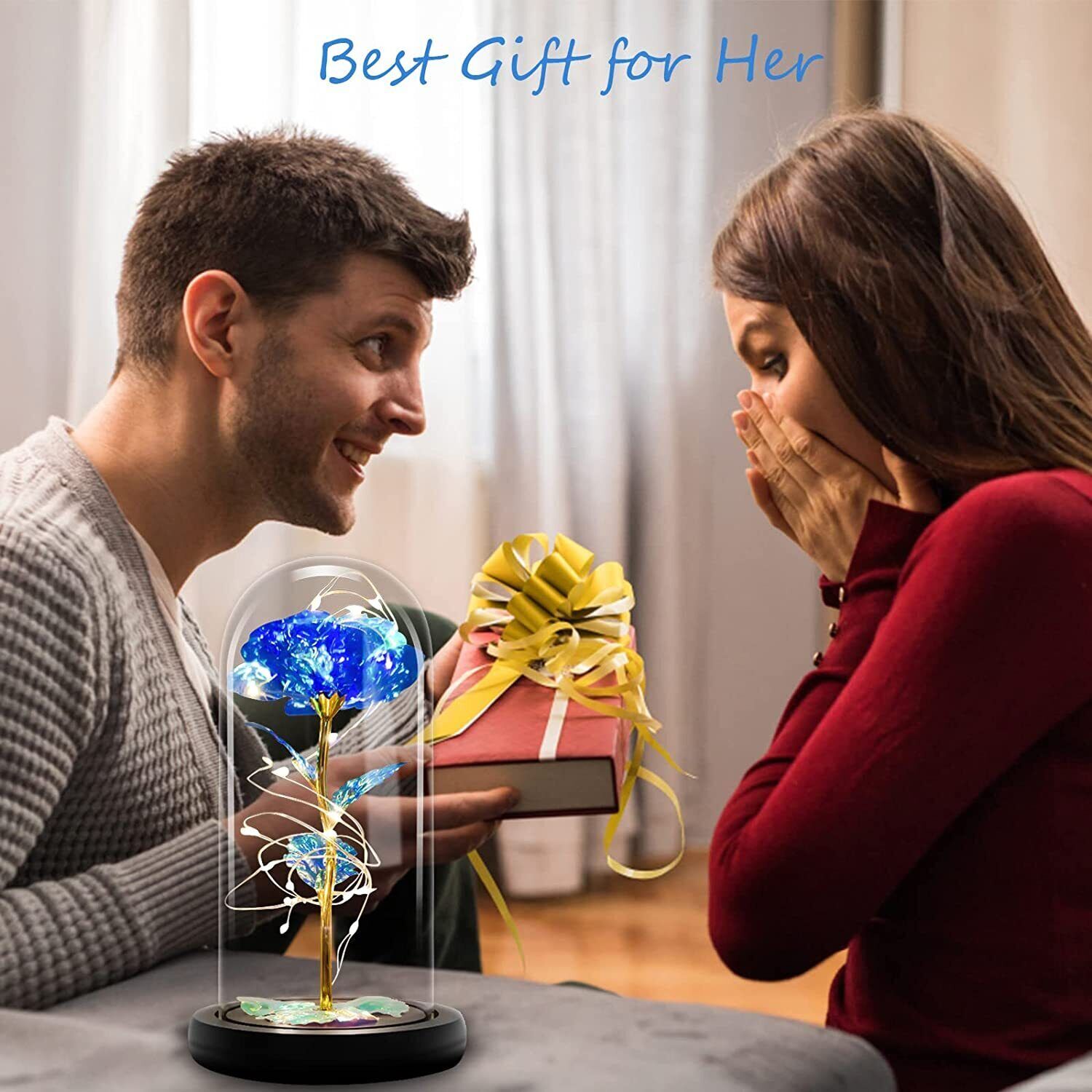 Rose Flower In Glass Gifts For Women Wife Her Valentine Girlfriend Birthday Gift