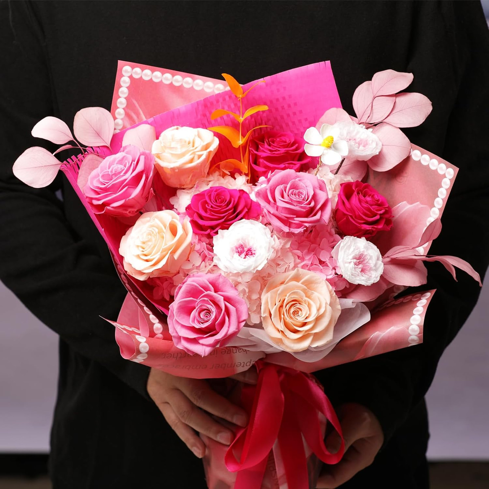 Preserved Flowers Bouquet 12 Roses Mixed Flowers Gift for Her Mom Grandma
