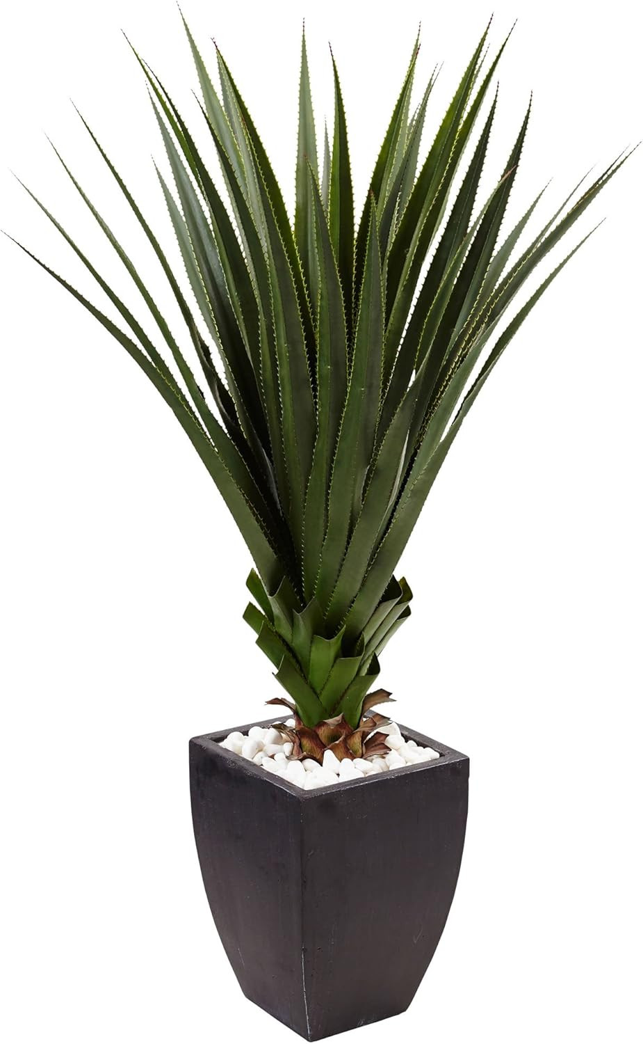 4.5Ft Spiked Agave Artificial Plant in Stylish Black Planter for Indoor/Outdoor