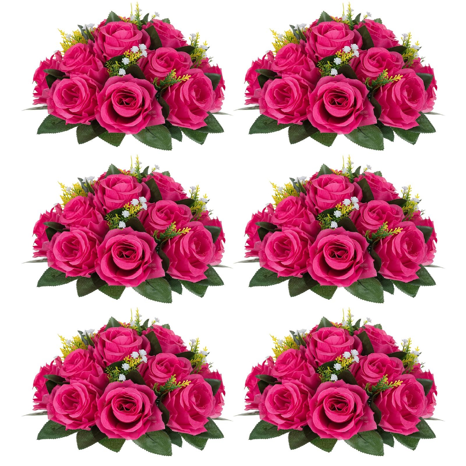 NUPTIO Flower Ball for Table Centerpieces 6 Pcs Hot Pink Artificial Rose Kiss…