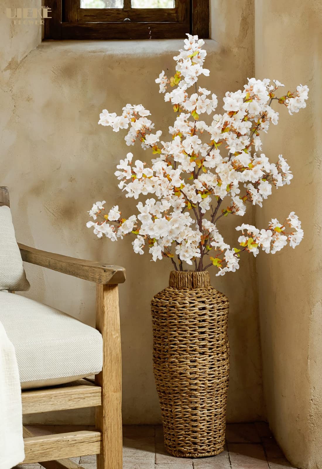 Silk Cherry Blossom Branches, 39.3in Artificial Cherry Blossom Tree Stems, Fa…