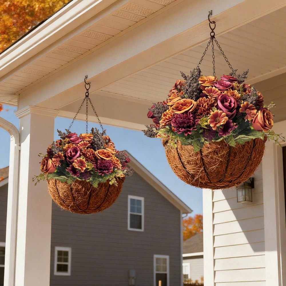 Artificial Fake Mums Flowers for Outdoors Decoration – 13 Inches 3 Bouquet Fa…
