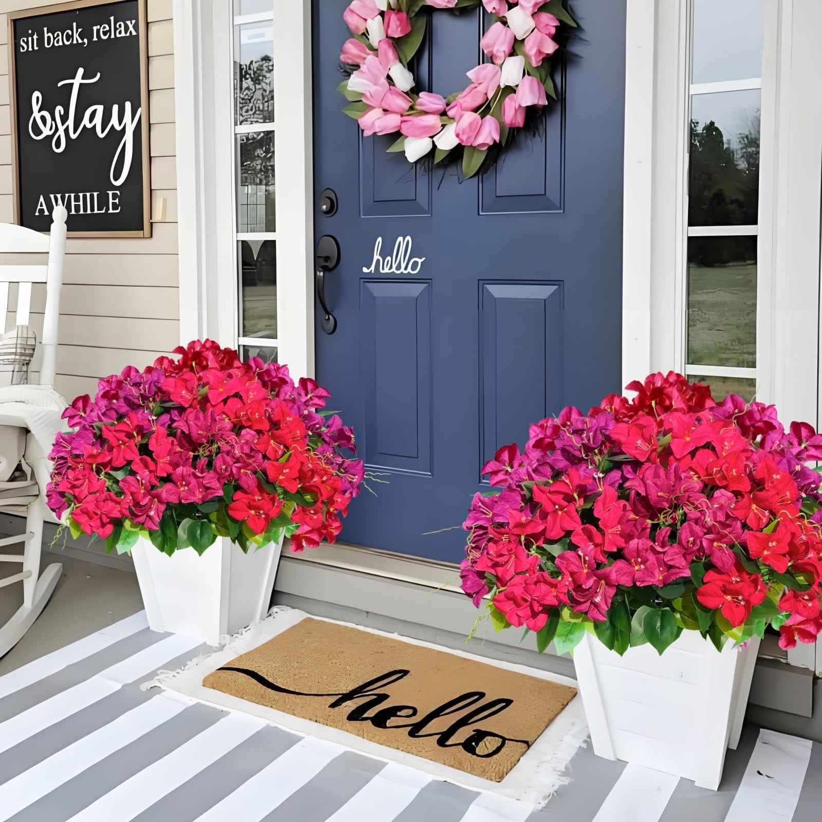 Artificial Bougainvillea Flowers Faux Plants for Outdoors, Fake UV Resistant …