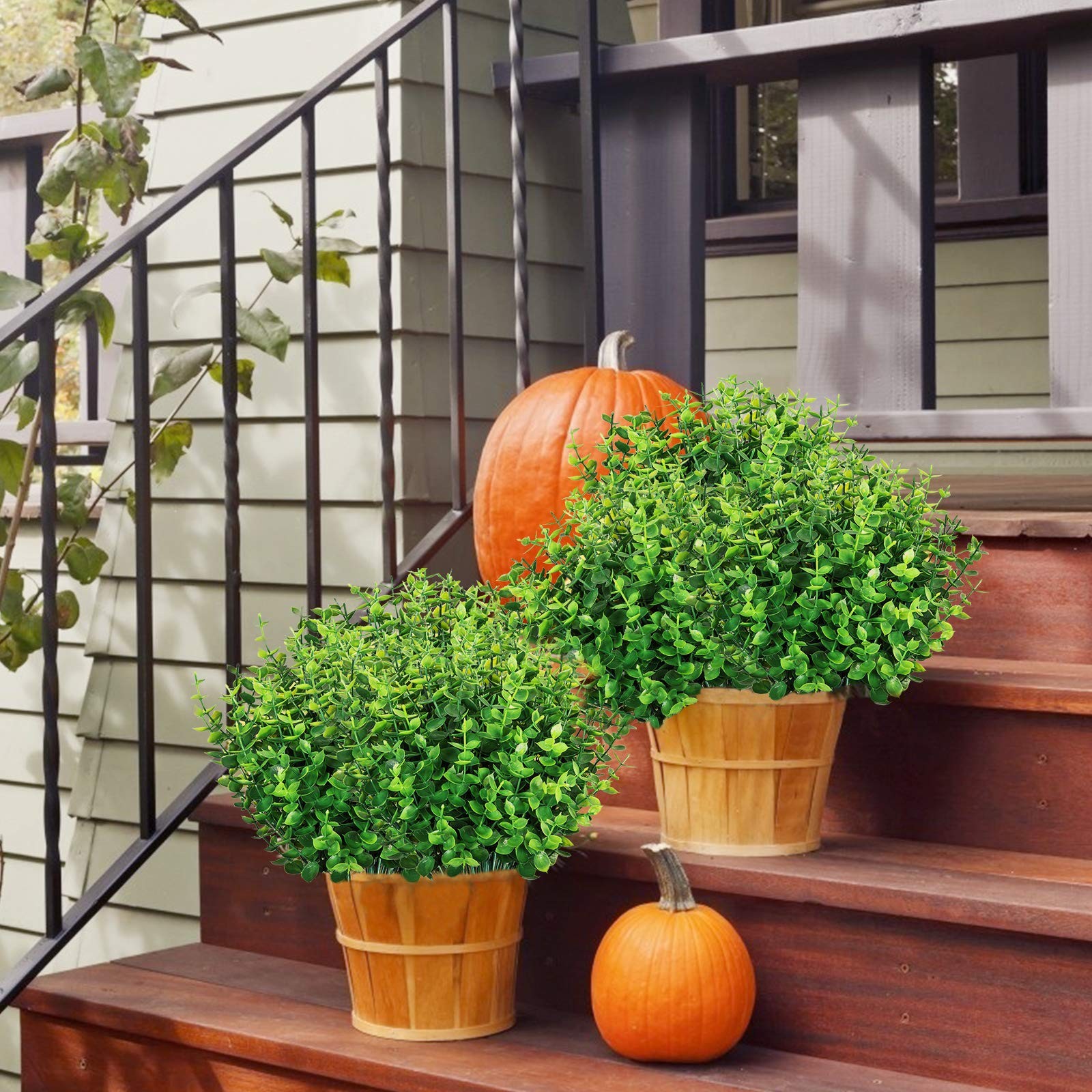 Ouddy Decor 8 Bundles Artificial Greenery Stems Fake Plants Outdoor UV Resist…