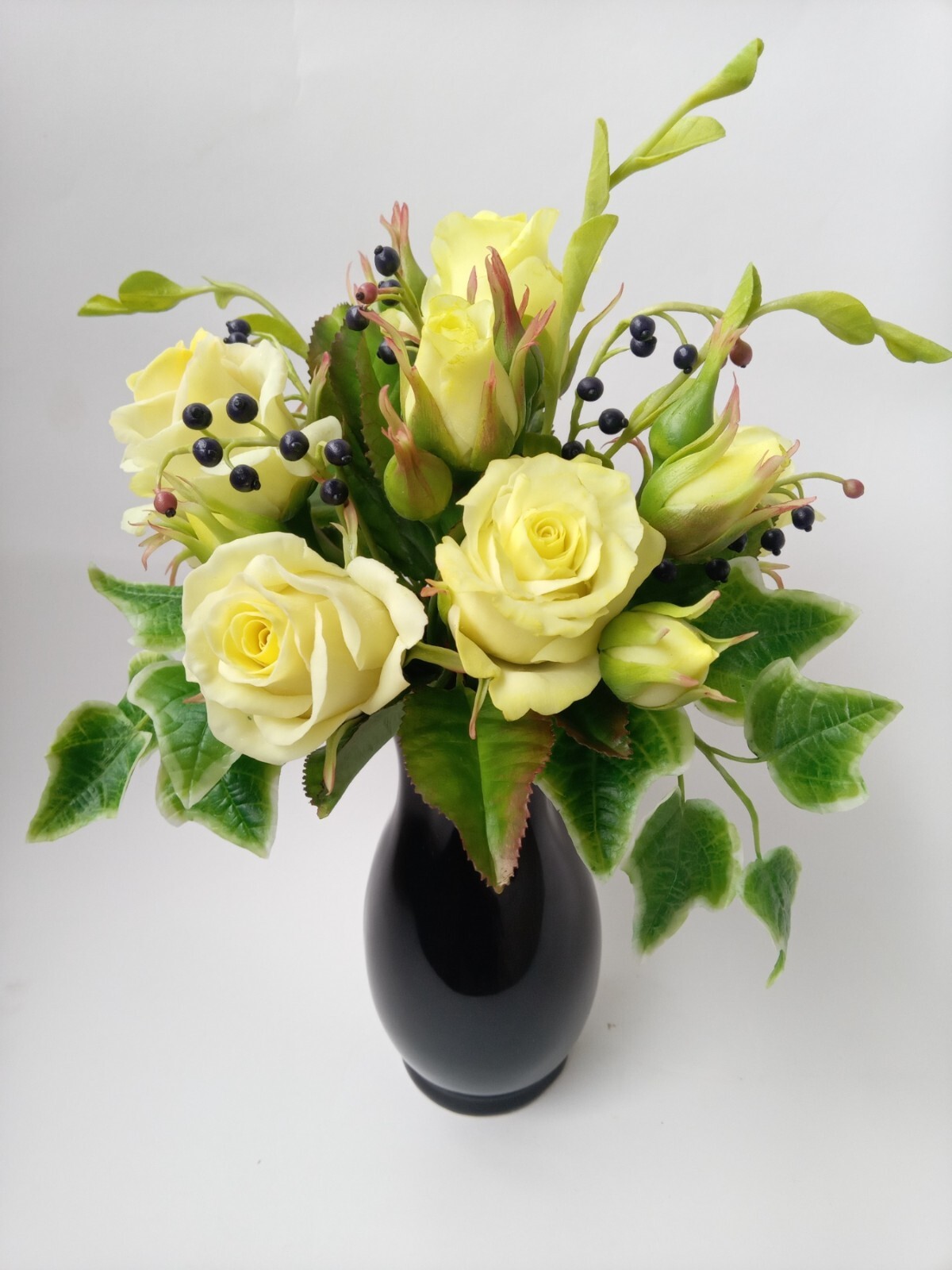 Mixed Artificial lifelike Flower Arrangement Home Decor Handmade Cold Porcelain