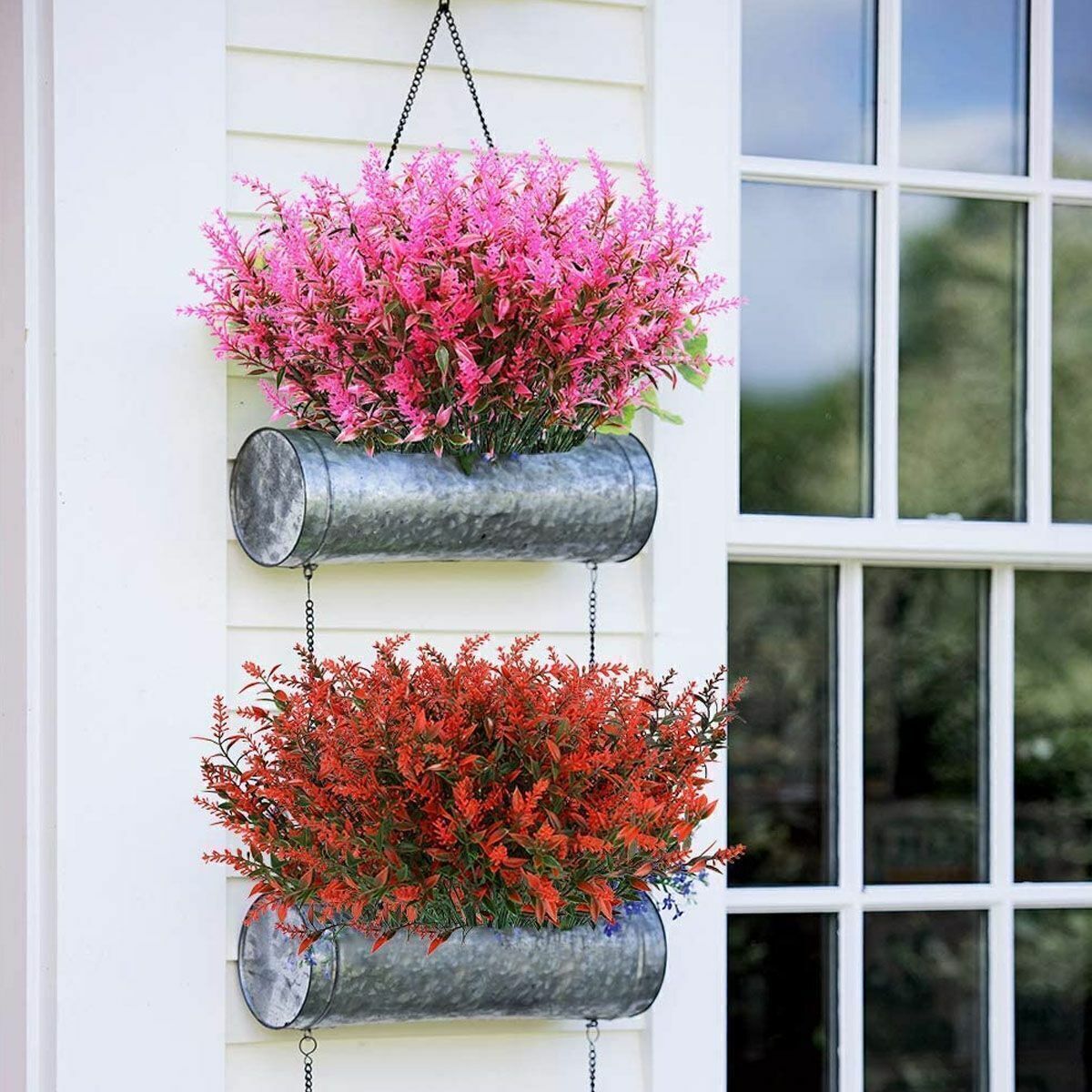 8 16 Bundles Artificial Flowers Fake Plants Outdoor UV-Resistant Flowers Decor