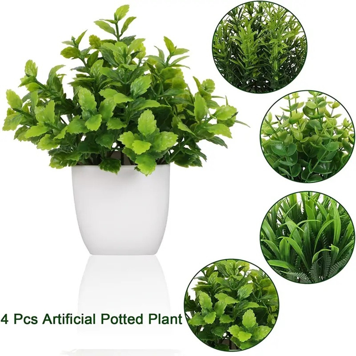 4 Pack Fake Plants Mini Artificial Greenery Potted Plants for Home Office Decor