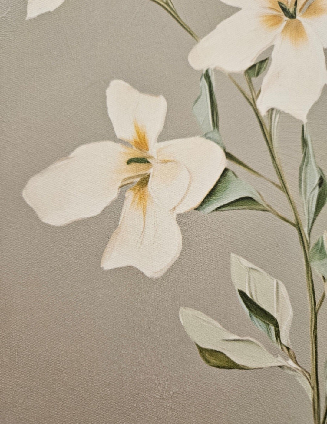 Bouquet Oval Wall Art. White & Orange Flowers with Green Leaves