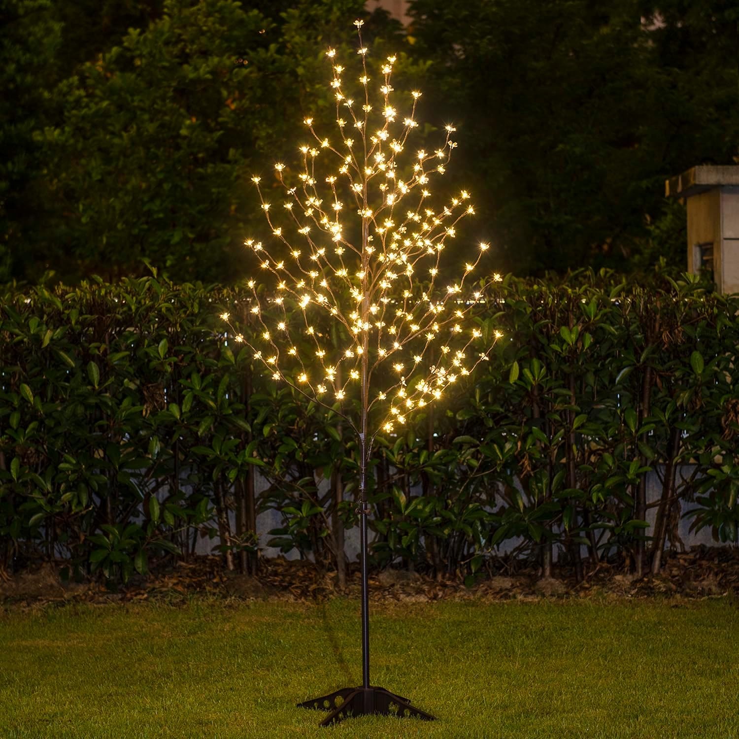 6.5 feet 208L LED Lighted Cherry Blossom Tree Warm White Decorate Home Garden