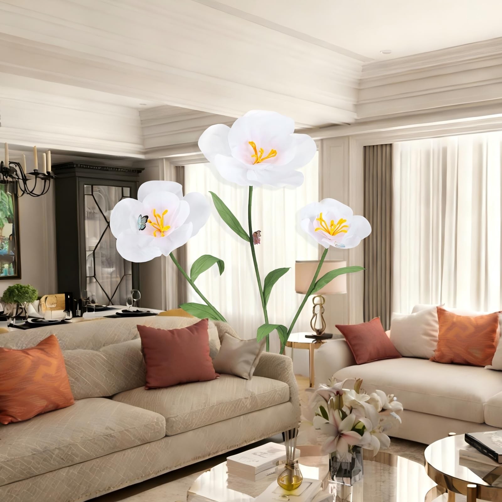 Giant Flowers with Bases and Stems 5.9Ft Large Artificial Floral Decoration