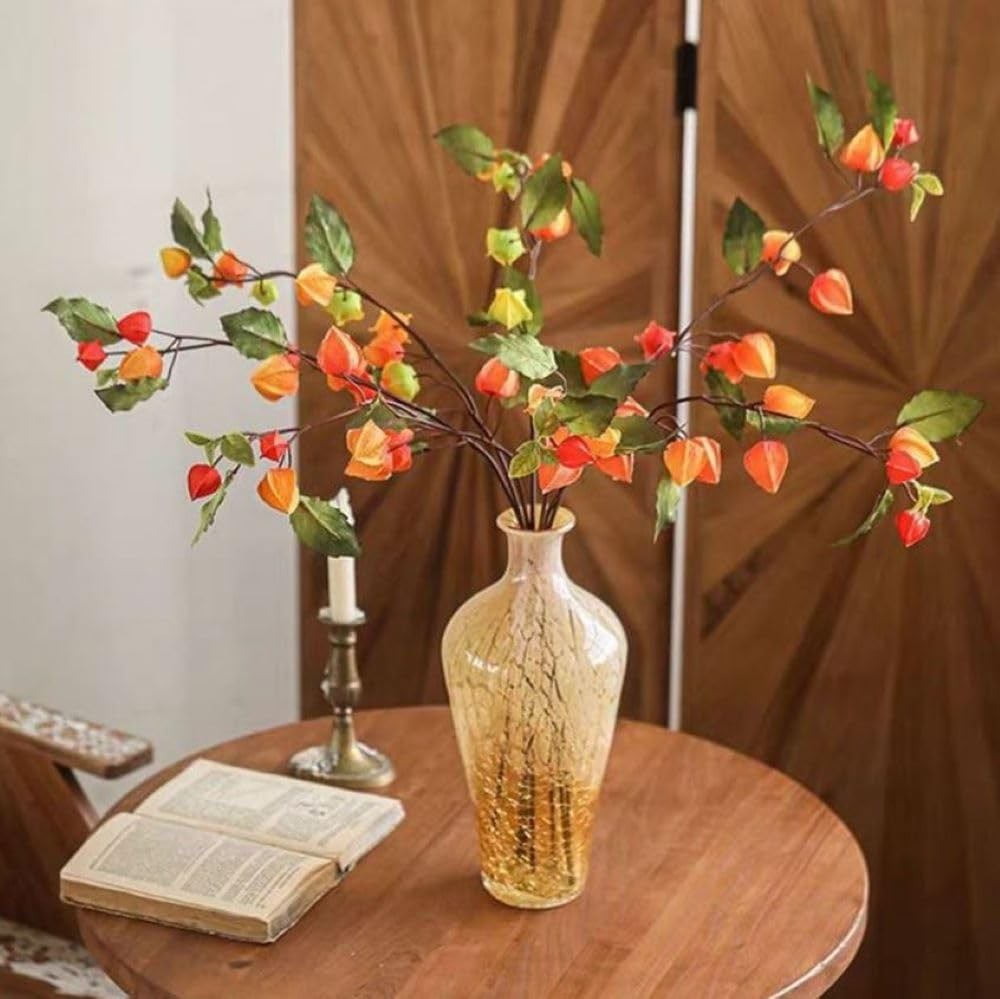 Artificial Plant Lantern Flowers, 3 Bouquets of 34.25 Inch High Lantern Flowe…