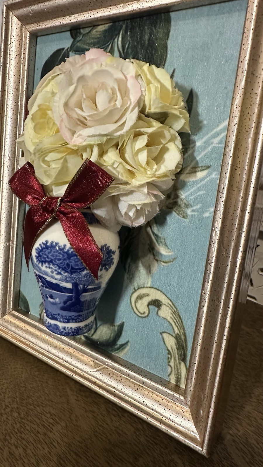3D Floral Topiary – Spode Ginger Jar Chinoiserie Wall Decor, Silk Roses