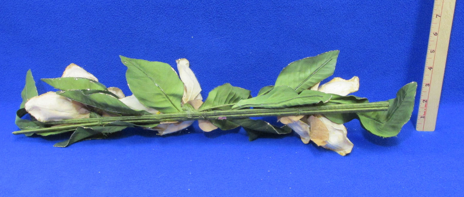 Artficial Floral Decor Swags Solid Gold Ferns & Ivory Green Flower Lot of 3
