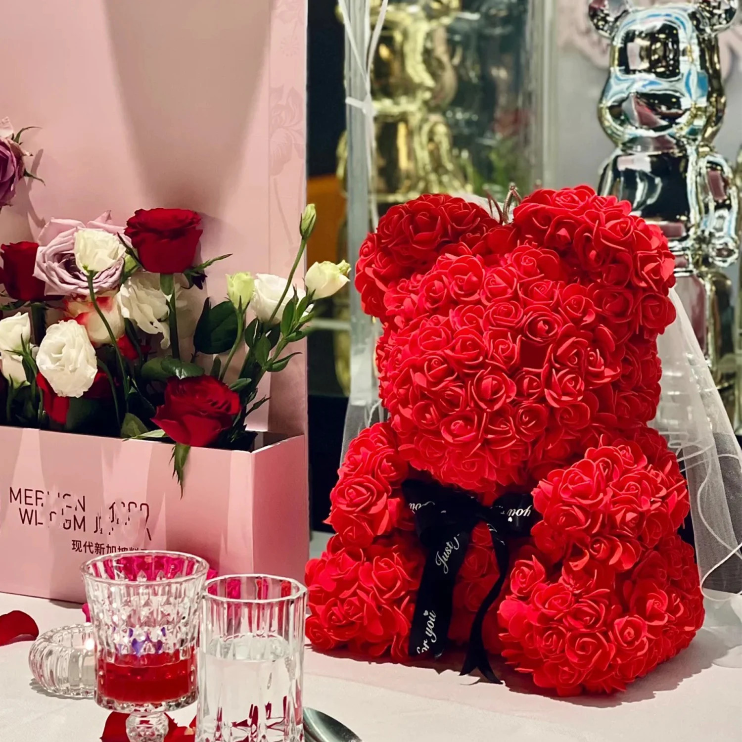 100PCS Artificial Rose Flower Heads, Real Looking Foam Roses for DIY Wedding