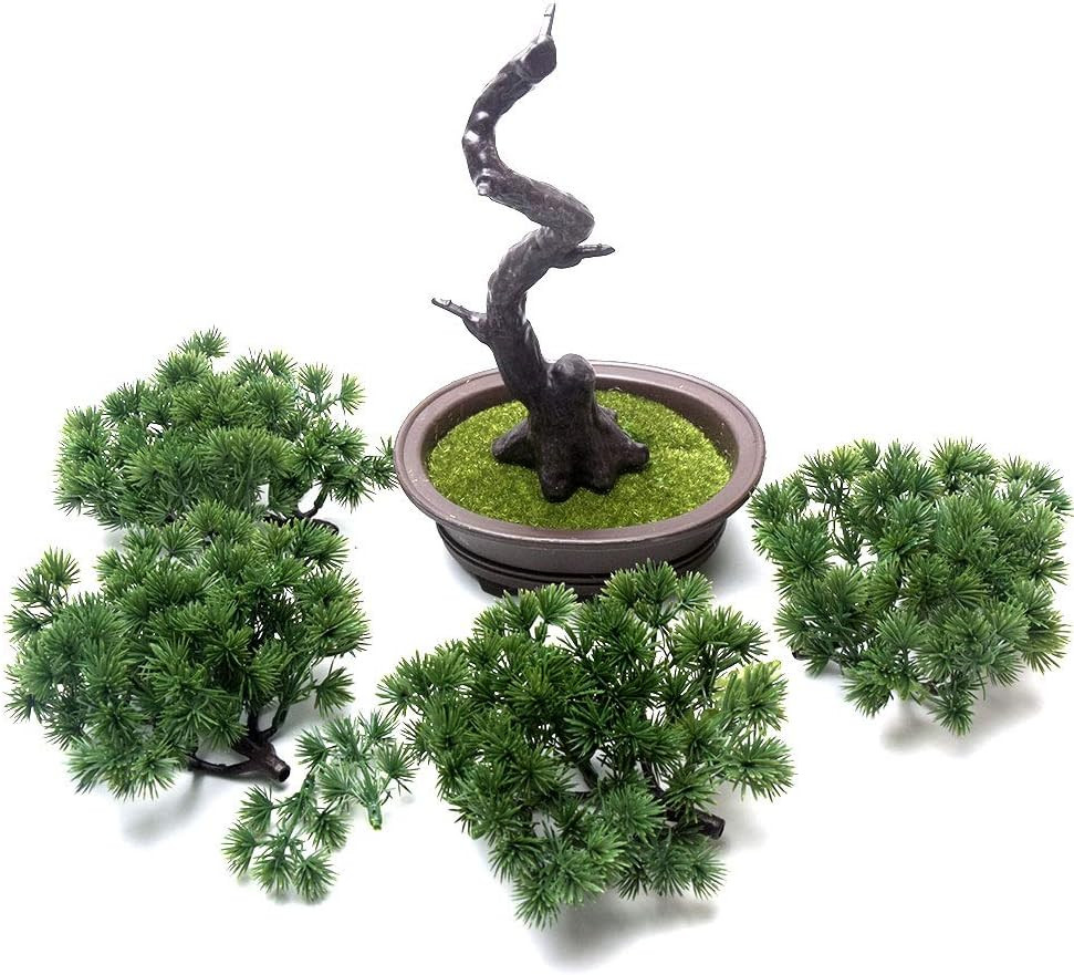 Artificial Bonsai Pine Tree, 11Inch Faux Potted Plant Desk Display Fake