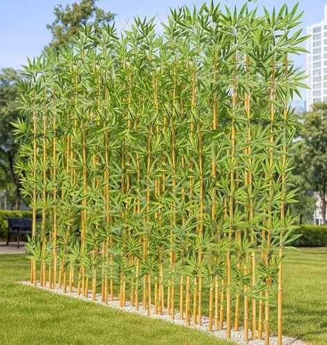 4/5/6/7 Ft Faux Bamboo Plant Outdoor 10 Pack, Fake Bamboo with Encrypted Leaves
