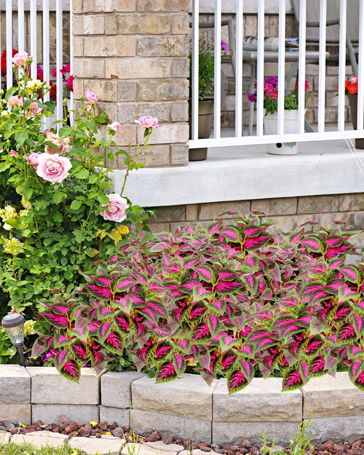 6 Pack UV Resistant Faux Coleus Plants for Outdoor Decor & Planters