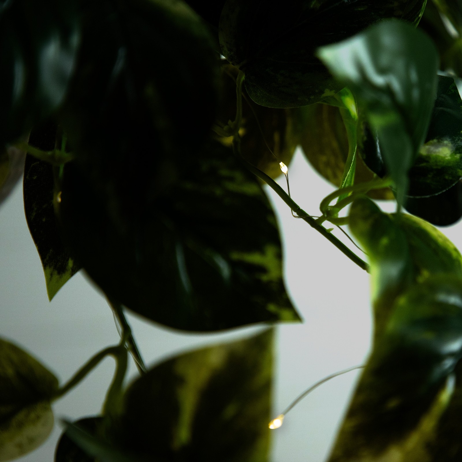 24″ Pothos Hanging Basket UV Resistant Warm White LED Lights Artificial Plant