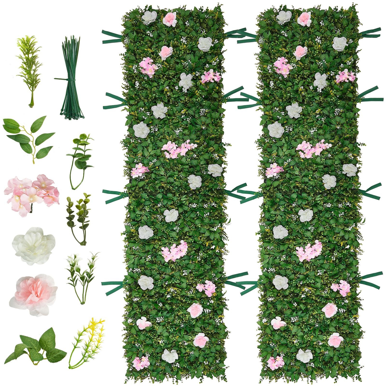 3D Artificial Flower Wall: 2x8ft Panels, Fade-Resistant PE, Indoor/Outdoor Use
