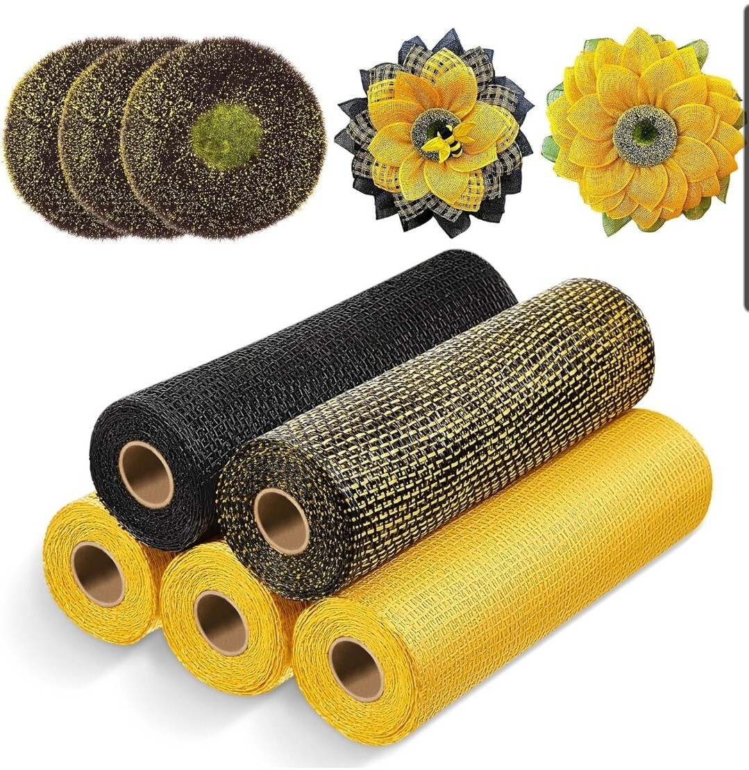 20 Pcs Poly Burlap Mesh and Disc Florets of Sunflower Center NEW