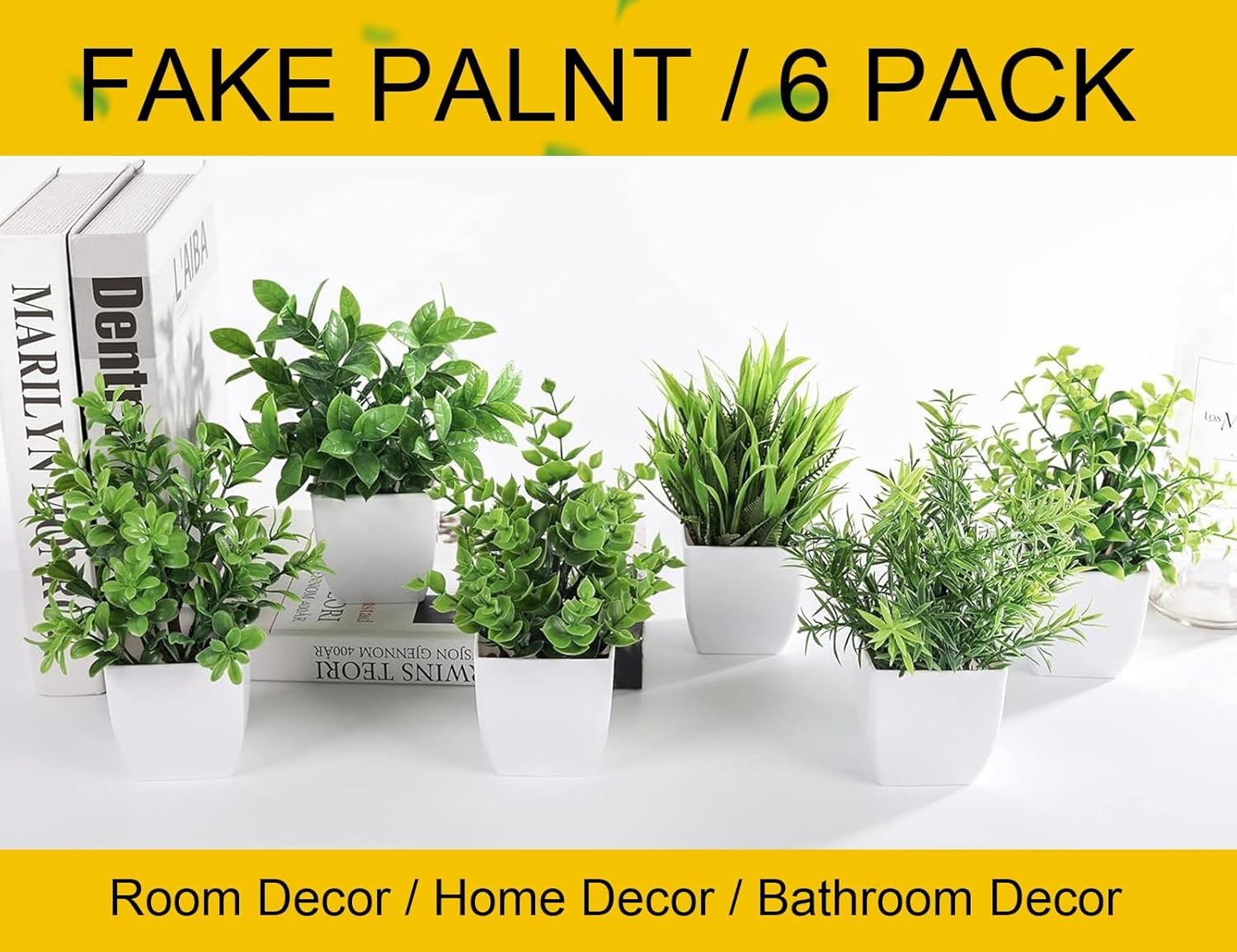 6 Pack Small Fake Plants Artificial Plants in Pots for Home Bthroom Bedroom Livi