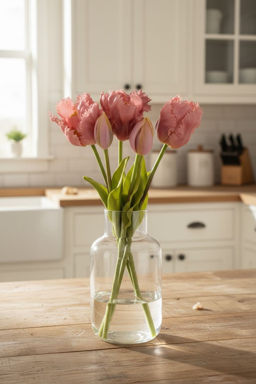 Artificial Tulip Bouquet 15 Inch Set of 5 Faux Spring Flowers Easter Wedding