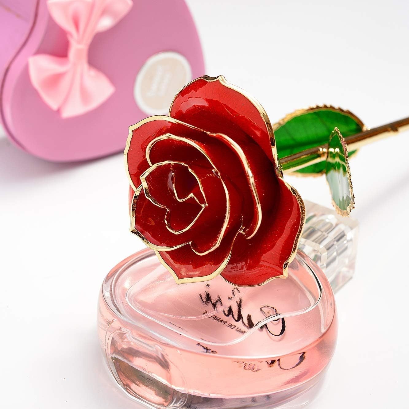 24K Gold Dipped Real Rose with Stand – Forever Gift for Her, Red