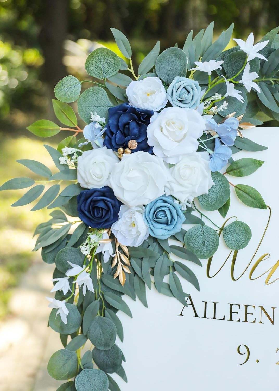 Artificial Dusty Blue Wedding Arch Flower Swags Set of 2 for Wedding Welcome …